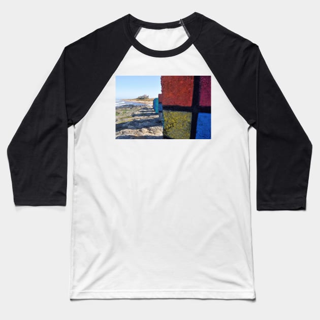 WW2 beach defences painted as Rubic Cubes - Bamburgh, Northumberland, UK Baseball T-Shirt by richflintphoto